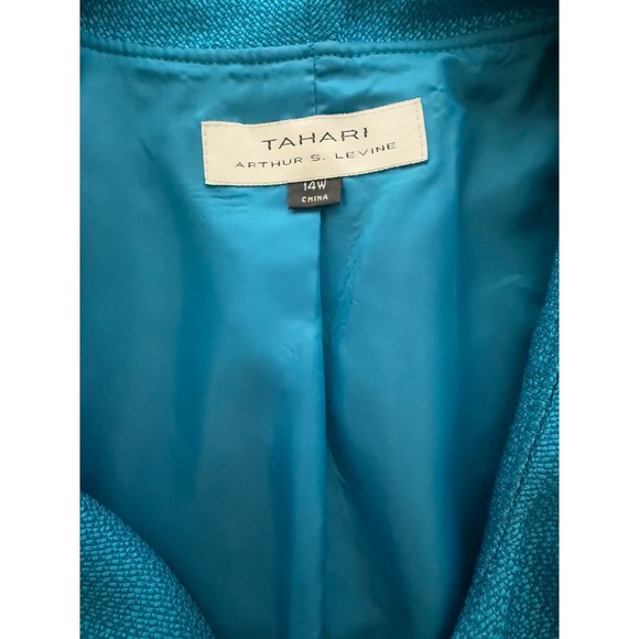 Tahari ASL Ruffled Blazer Jacket Womens‎ 14W Blue Office Mature Business Casual - Picture 2 of 10
